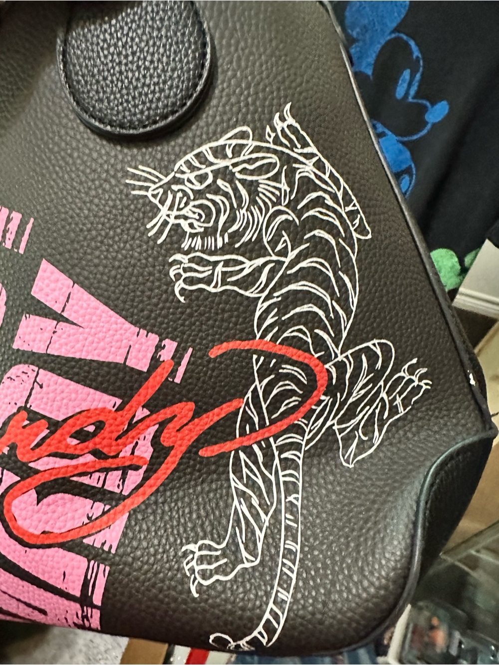 Ed Hardy Pink, Black & White Floral Tattoo Shoulder Bag - Picture 11 of 13